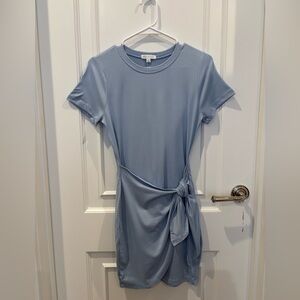 Socialite Sky Blue Mini Dress with Tie Detail
